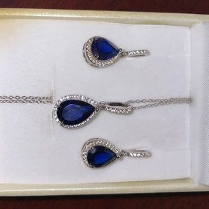 Sterling Silver Lab Created Sapphire Set